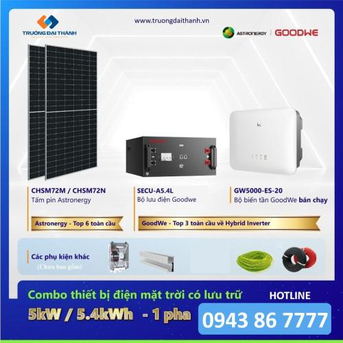 Combo Thiết Bị Điện Mặt Trời có lưu trữ 5kW/5.4kWh - 1 pha